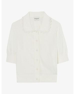 Claudie Pierlot Collared Short-Sleeve Knitted Cardigan - White