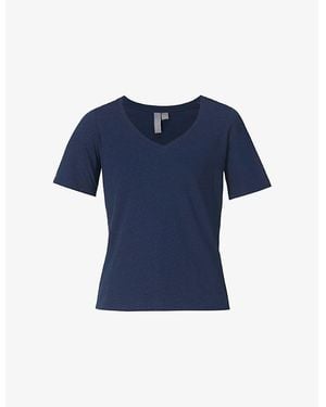 Sweaty Betty Essential V-Neck Cotton-Blend Jersey T-Shirt - Blue