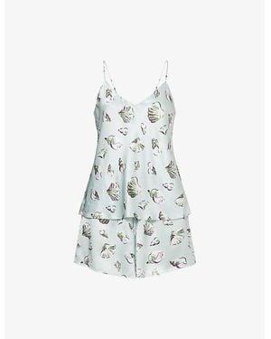 Olivia Von Halle Elle Seashell-Print Silk Pyjama Set - White