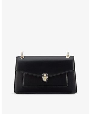 BVLGARI Serpenti Forever Medium Leather Shoulder Bag - Black