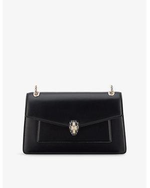BVLGARI Serpenti Forever Medium Leather Shoulder Bag - Black