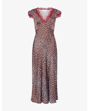 Never Fully Dressed Olivia Printed Satin Midi Dress - Purple