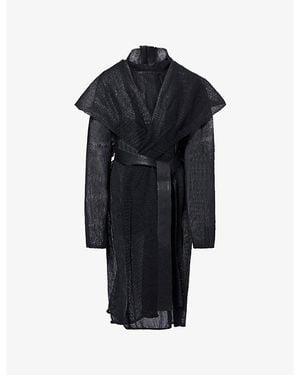 Issey Miyake Cialda Oversized Linen-Blend Coat - Black