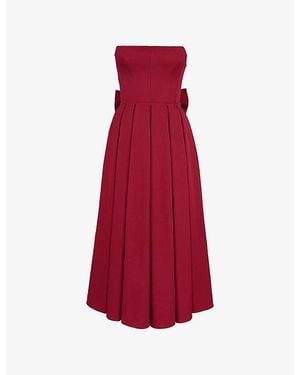 House Of Cb Pandora Bow-Back Strapless Woven Midi Dress - Red