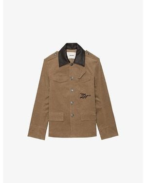 Zadig & Voltaire Veram Contrast-Collar Cotton-Corduroy Jacket - Brown