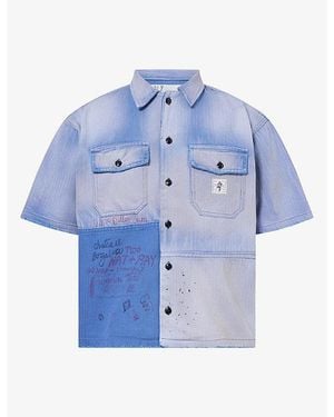 Paly Hollywood Love Herringbone Cotton Work Shirt - Blue