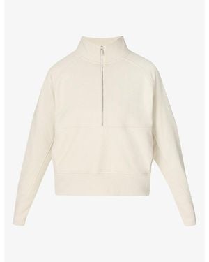 Sweaty Betty Revive Rib Mix Half-Zip Cotton-Jersey Sweatshirt - White