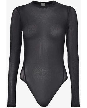 lululemon Wundermost Nulu Round-Neck Sheer Mesh Bodysuit - Black