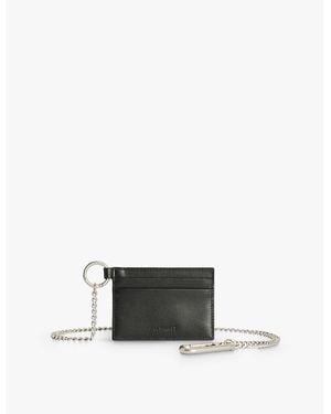 AllSaints Makoto Debossed-Logo Leather Card Holder With Chain - Black