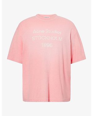 Acne Studios Logo-Print 1996 Cotton-Blend T-Shirt - Pink