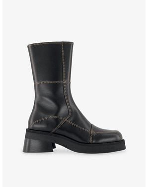 Miista Heya Leather Ankle Boots - Black