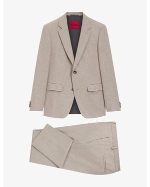 HUGO Slim-Fit Single-Breasted Wool-Blend Suit - Gray