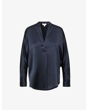 Vince Relaxed-Fit Silk Blouse - Blue