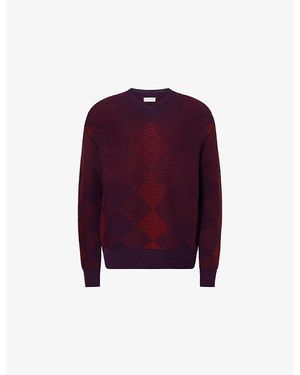 Dries Van Noten Mail Diamond-Print Merino Wool-Blend Jumper - Purple