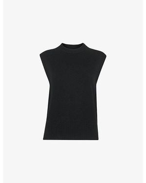 Whistles Sleeveless Round-Neck Wool Jumper Vest - Black