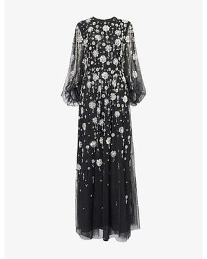 Huishan Zhang Micheline Jewel-Embellished Woven Gown - Black