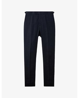 Reiss Kin Slim-Leg Pressed-Crease Linen Trousers - Blue
