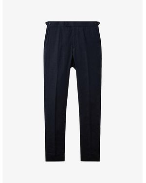 Reiss Kin Slim-Leg Pressed-Crease Linen Trousers - Blue
