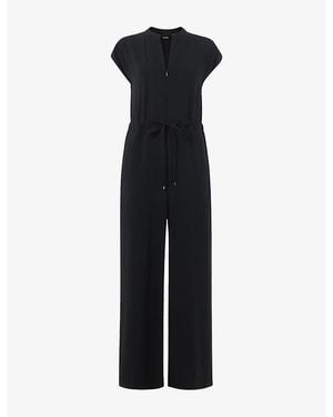 Whistles V-Neck Short-Sleeve Woven Jumpsuit - Black