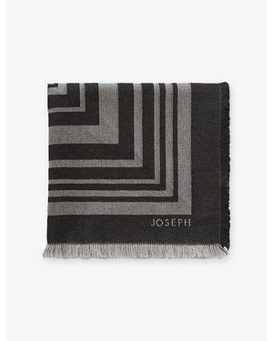 JOSEPH Neoma Striped Square Wool Scarf - Black