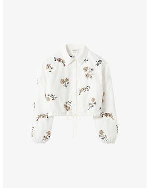 Claudie Pierlot Sequin Floral-Print Cotton Shirt - White