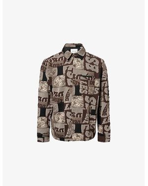 Les Deux Kaleb Patchwork Jacquard Overshirt - Brown