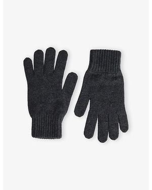 Sunspel Ribbed-Cuff Cashmere Gloves - Black