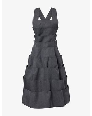 Comme des Garçons Paneled Open-Side Wool Midi Dress - Blue