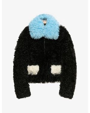 Marni Short Contrast Lamb-Shearling Jacket - Black
