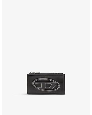 DIESEL 1Dr Logo-Plaque Leather Card Holder Lii - Black