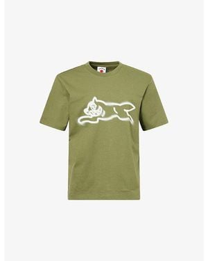 ICECREAM Spray Paint Run Dog Crewneck Cotton-Jersey T-Shirt - Green