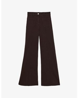 Reiss Sakura Patch-Pocket Flared-Leg Stretch-Denim Jeans - Brown