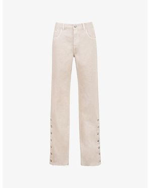 Mistress Rocks Button-Embellished Relaxed-Fit High-Rise Denim Jeans - Natural