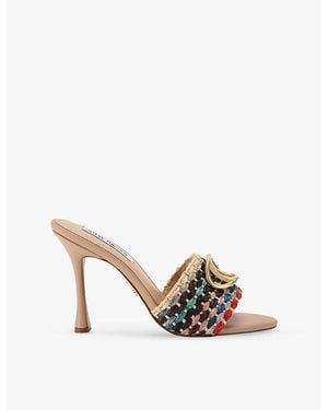 Steve Madden Dappery Heeled Raffia Sandals - White