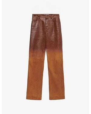 Loewe Ombre Straight-Leg Leather Trousers - Brown