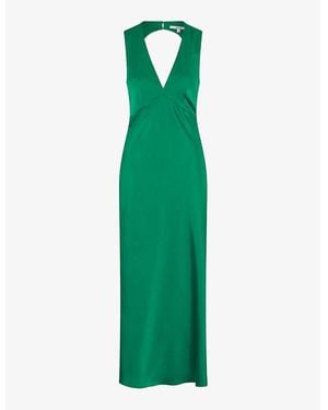 OMNES Nova Tie-Back Satin Maxi Dress - Green