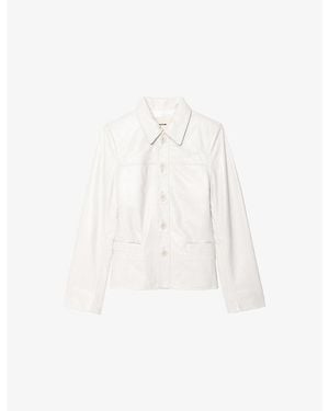 Zadig & Voltaire Liamys Branded Leather Jacket - White