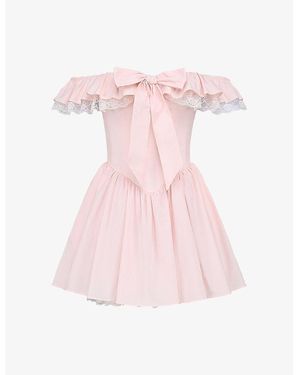 House Of Cb Jaide Off-The-Shoulder Stretch-Cotton Mini Dress - Pink