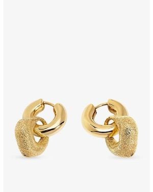 Monica Vinader Antica Textured Pendant 18Ct Vermeil Huggie Earring Set - Metallic