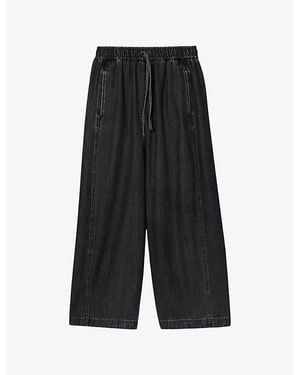 Whistles Casual Barrel-Leg Denim Trousers - Black