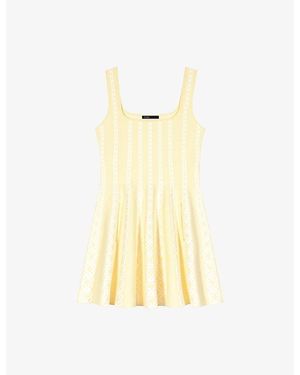 Maje Jacquard Monogram-Print Stretch-Knit Mini Dress - Yellow