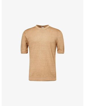120% Lino Short-Sleeve Linen Knit T-Shirt - Natural