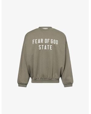 Fear Of God Brand-Patch Relaxed-Fit Cotton-Blend Sweatshirt - Green