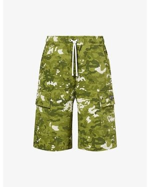 A Bathing Ape Multi Pixel Cargo Cotton Track Shorts - Green