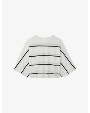 The White Company Oversized Striped Linen-Blend Jumper - White