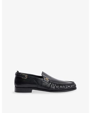 Sandro Buckle-Embellished Leather Loafers - Black