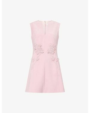 Huishan Zhang Dionea Floral-Embroidered Woven Mini Dress - Pink