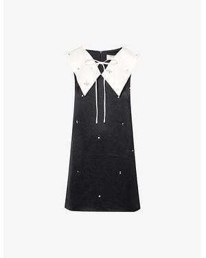 Sister Jane Embellished Satin Mini Dress - Black