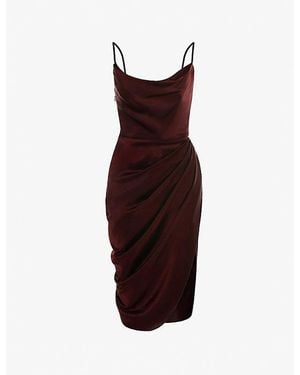 House Of Cb Reva Corset Satin Midi Dress - Red