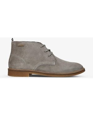 Barbour Sonoran Brand-plaque Suede Desert Boots - Grey